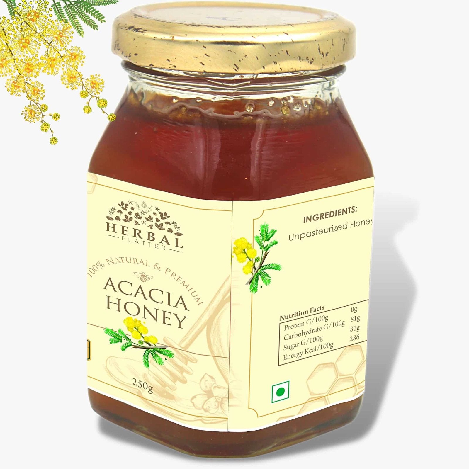 Raw Unprocessed Acacia Honey - 100% Pure Original Monofloral Unpasteurized Honey for Weight Loss