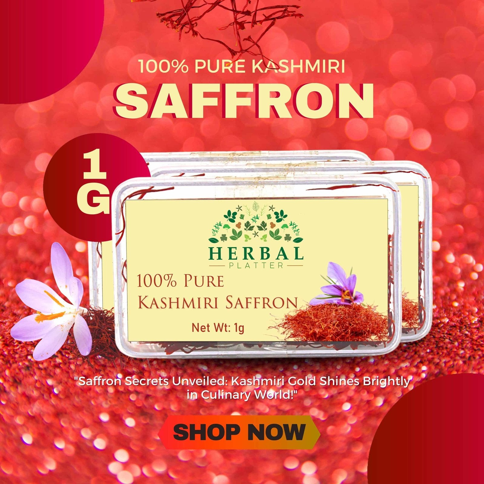 Kashmiri Saffron(Kesar) | The Elixir of Royalty | 1g