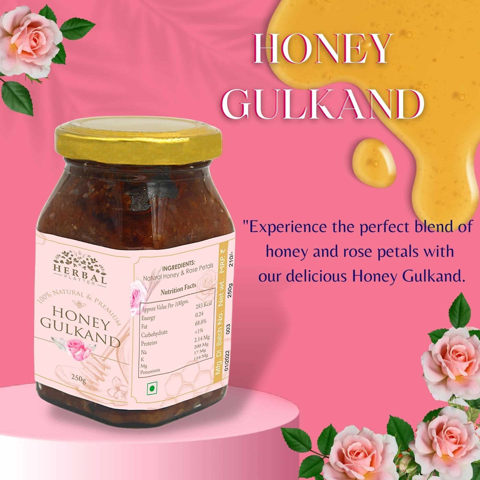 Honey Gulkand with Rose Petals & Honey