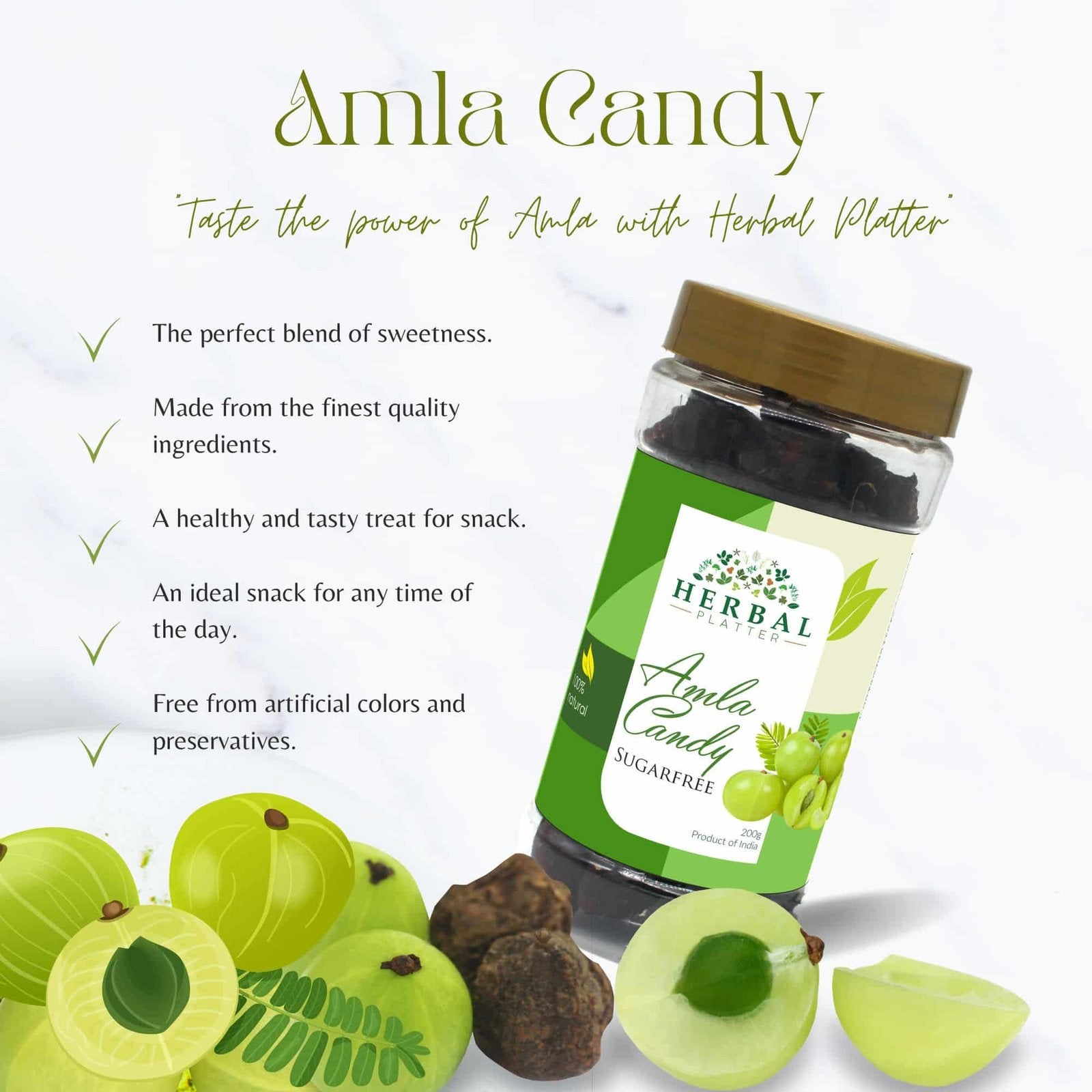 Amla Candy Sugar Free 200g | Sweetened with Apple Juice