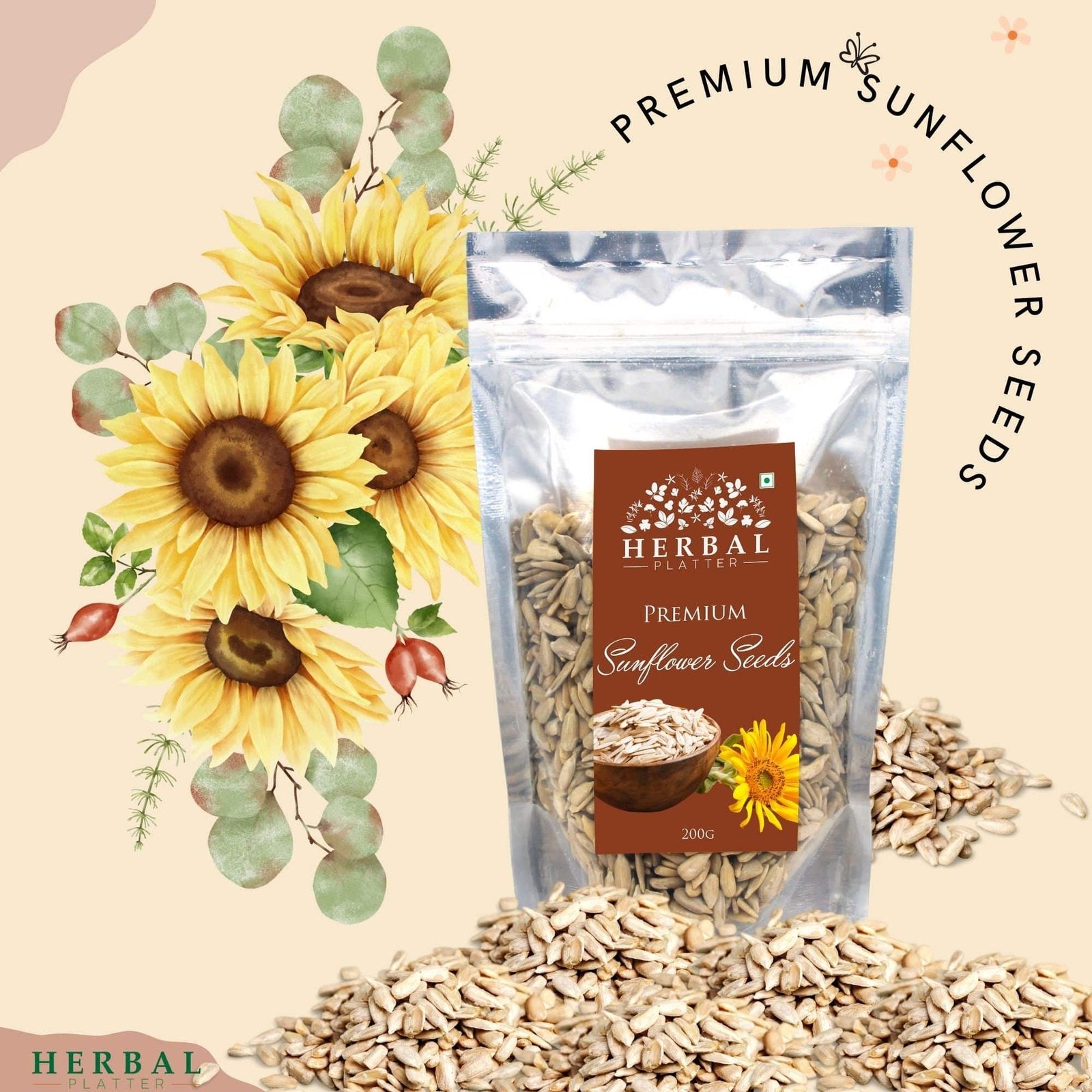Raw Premium Sunflower Seeds | Seed for Weight Loss| 200g Standup Pouch With Zipper
