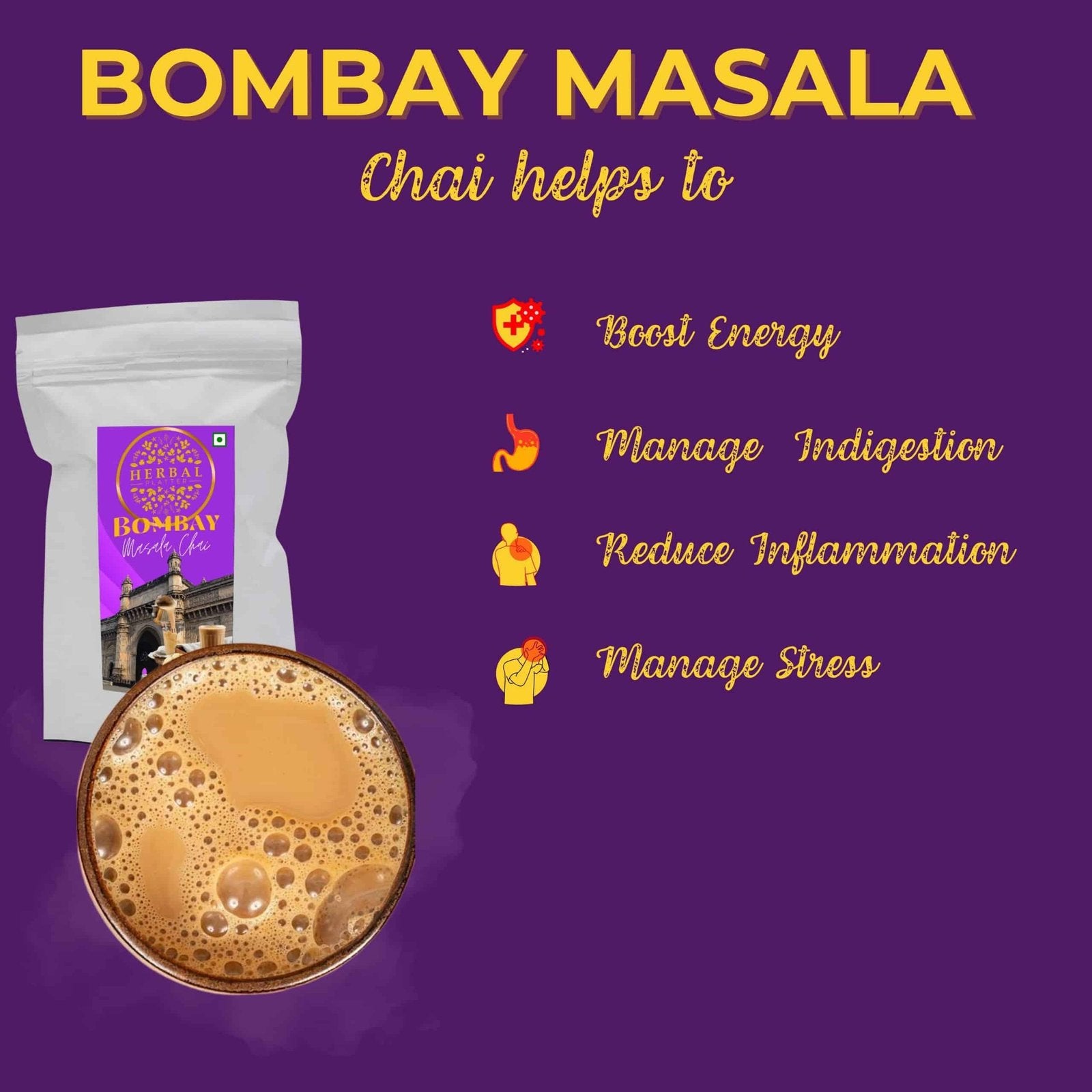 Bombay Masala Chai | 100% Natural Ingredients and Real Spices, Perfect for Digestive Wellness