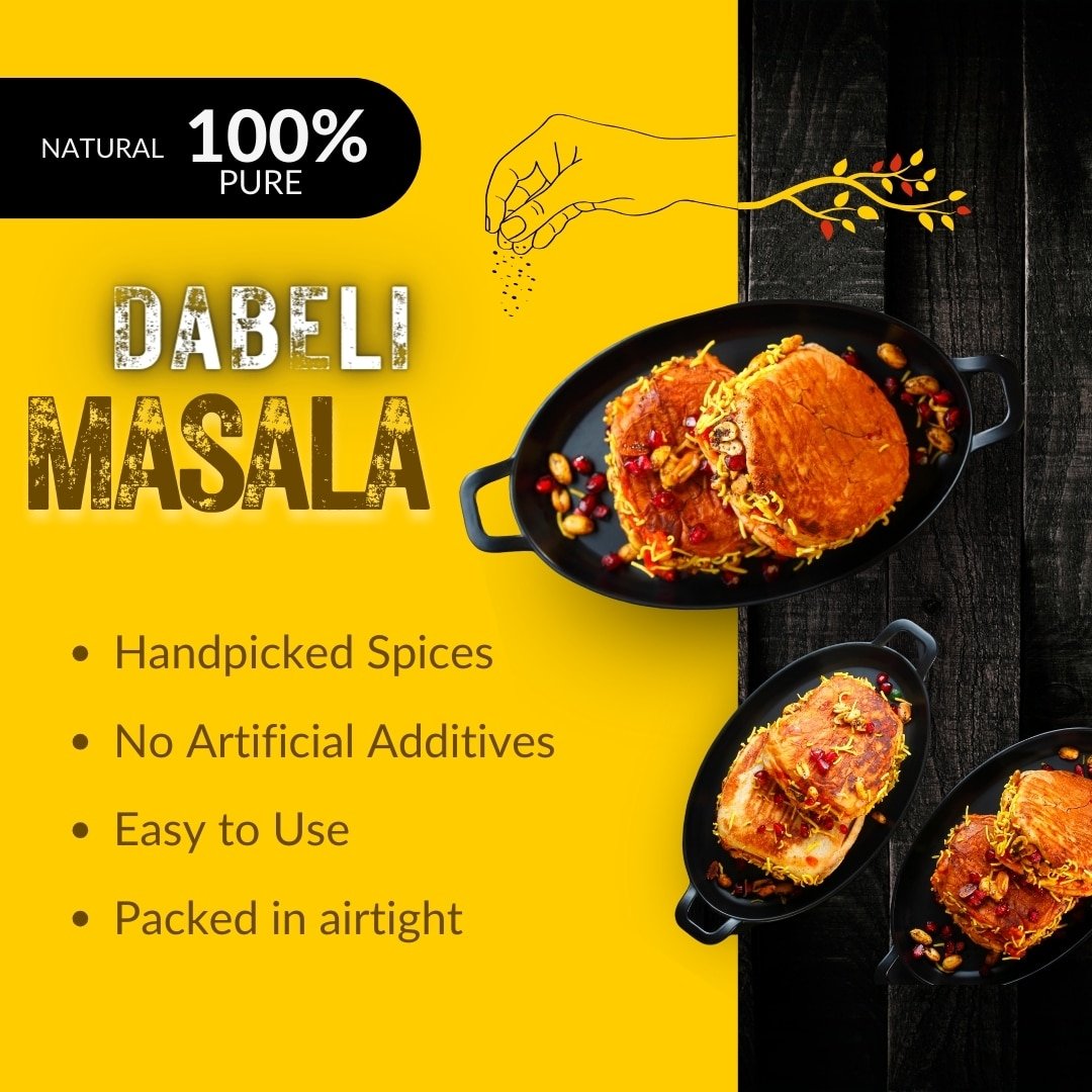 Dabeli Masala Powder 100g Pack of Pure & Natural Blend of Garam Masala, Chilli Powder, Dry Mango Powder, Turmeric, Black Salt, Sugar, and Common Salt.
