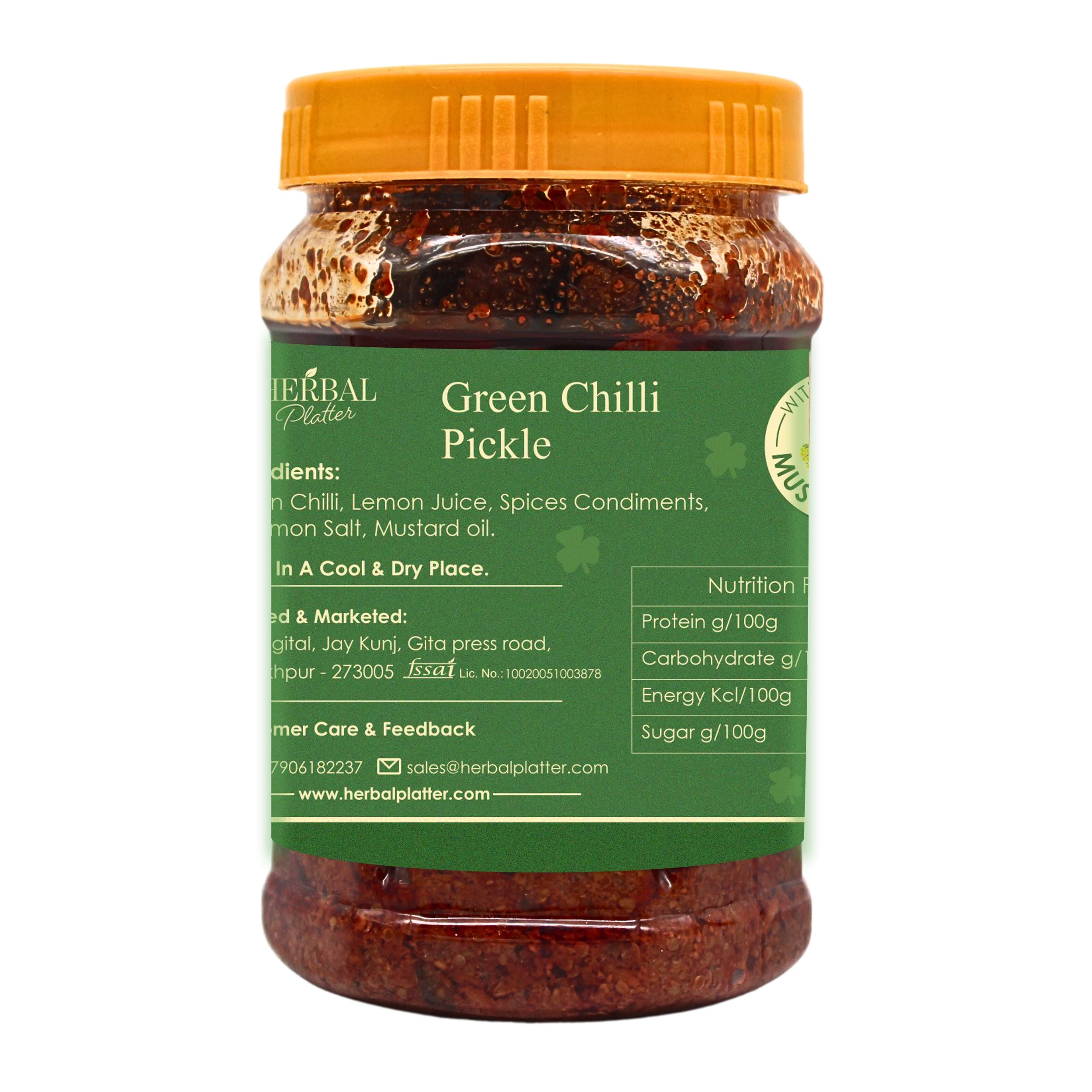 Rajasthani Green Chilli Pickle | No Added Chemical No Preservative| 500g Jar