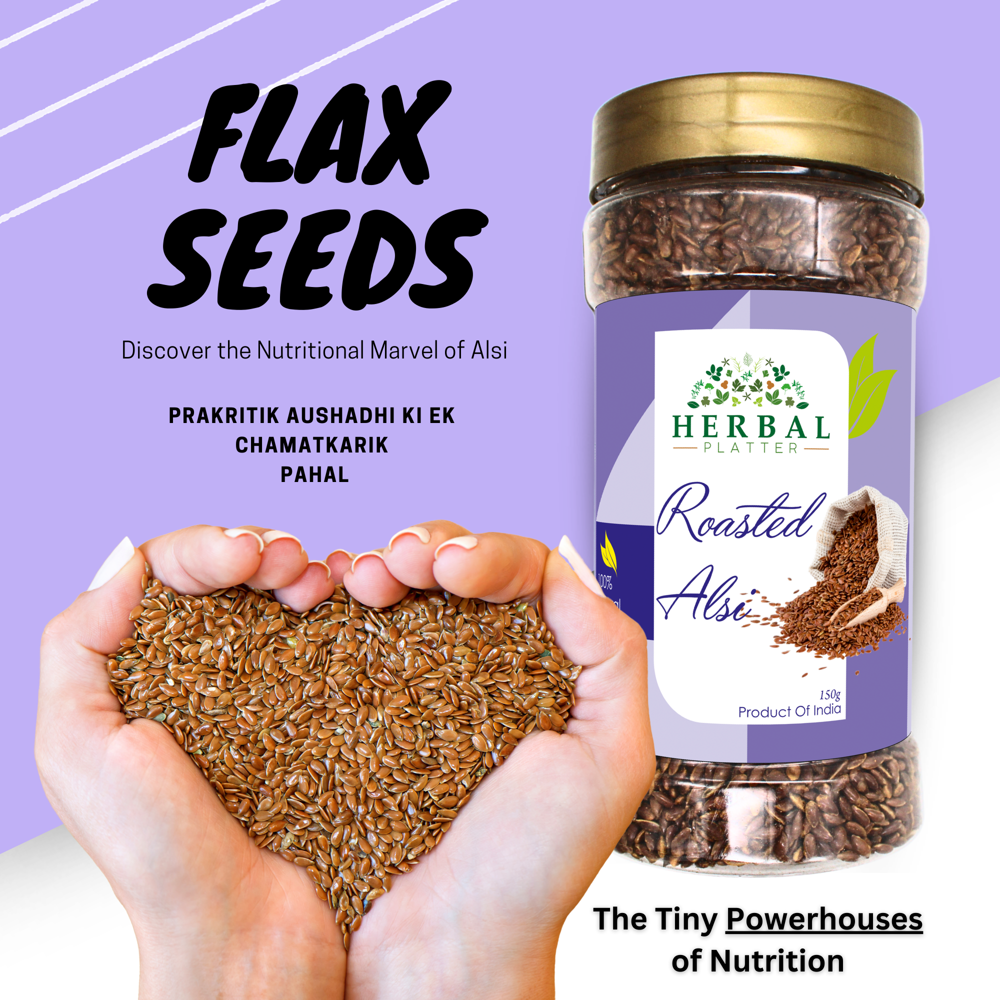Roasted Flax Seeds / Alsi | High in Fibre| Omega-3 | Heart Health | Healthy Snacks for Weight Loss| Salted| 150g Jar