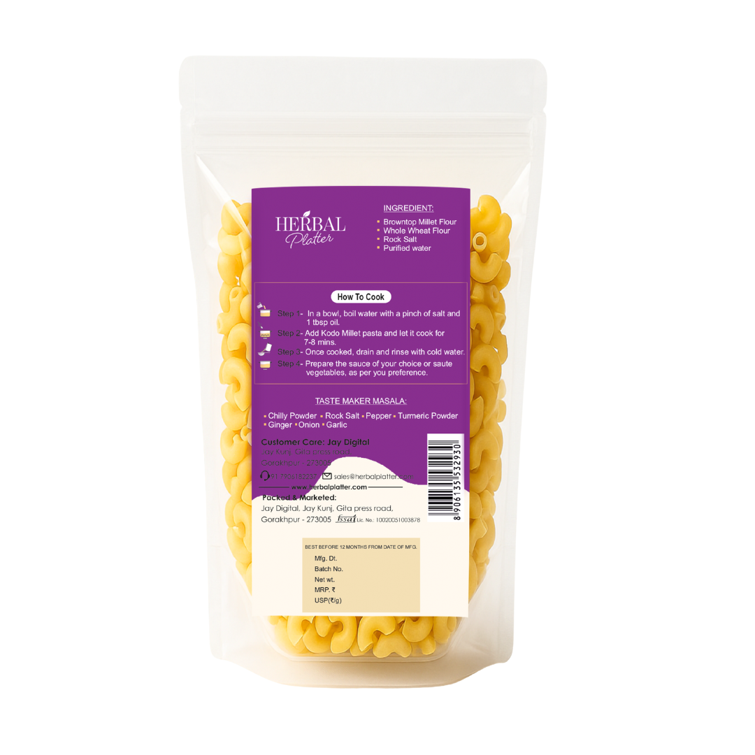 Brown Top Millet Pasta | Healthy Pasta, No Maida, No MSG Not Fried |180g
