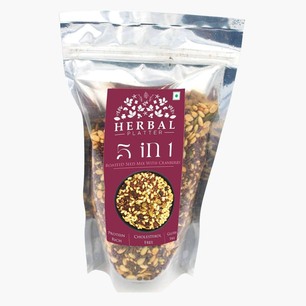 5 in 1 Super Seeds Mix with Cranberries | Healthy Snack | Roasted Seed | 250g Zipper Pouch