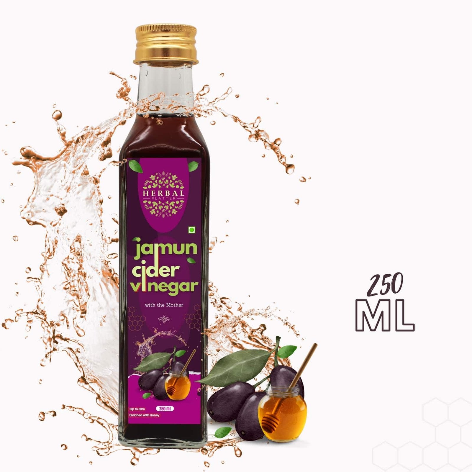 Jamun Cider Vinegar Pure Health in a Bottle! Rich in Antioxidants  (Made with Organic Jamun Fruits)