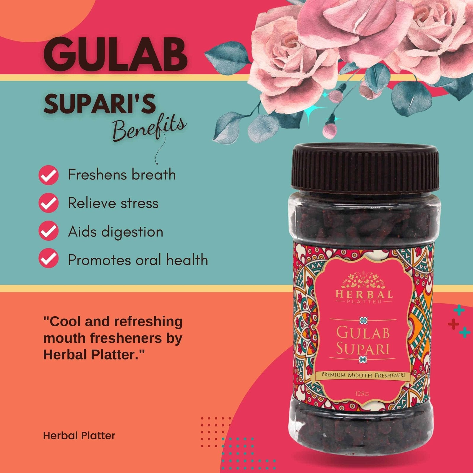 Dizzle Rajsi Gulab Rose Flavor Supari – Areca Nut Mouth Freshener (100g)