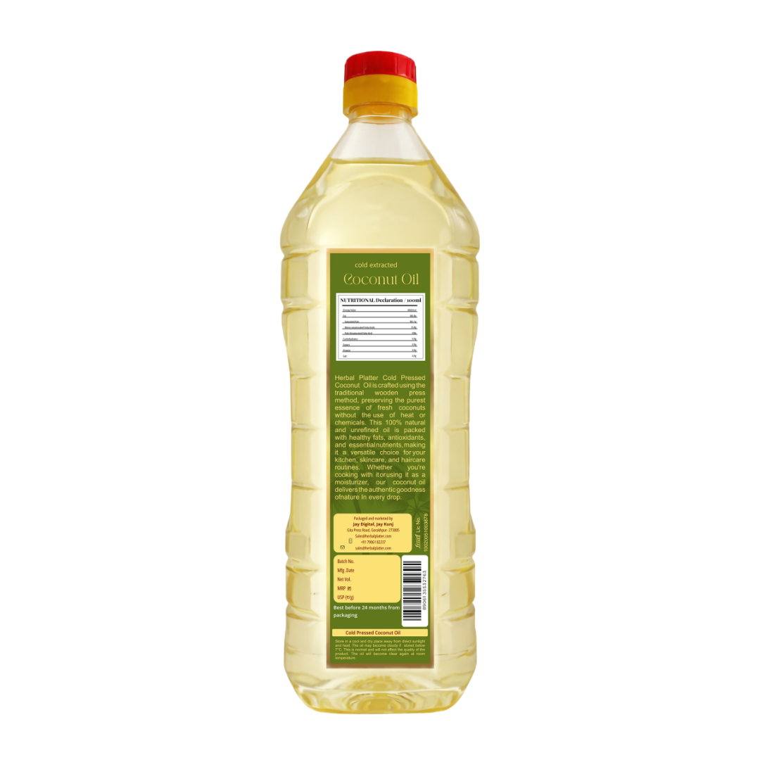 Cold-Pressed Coconut Oil | 100% pure and natural  | 1 Ltr | 500ml