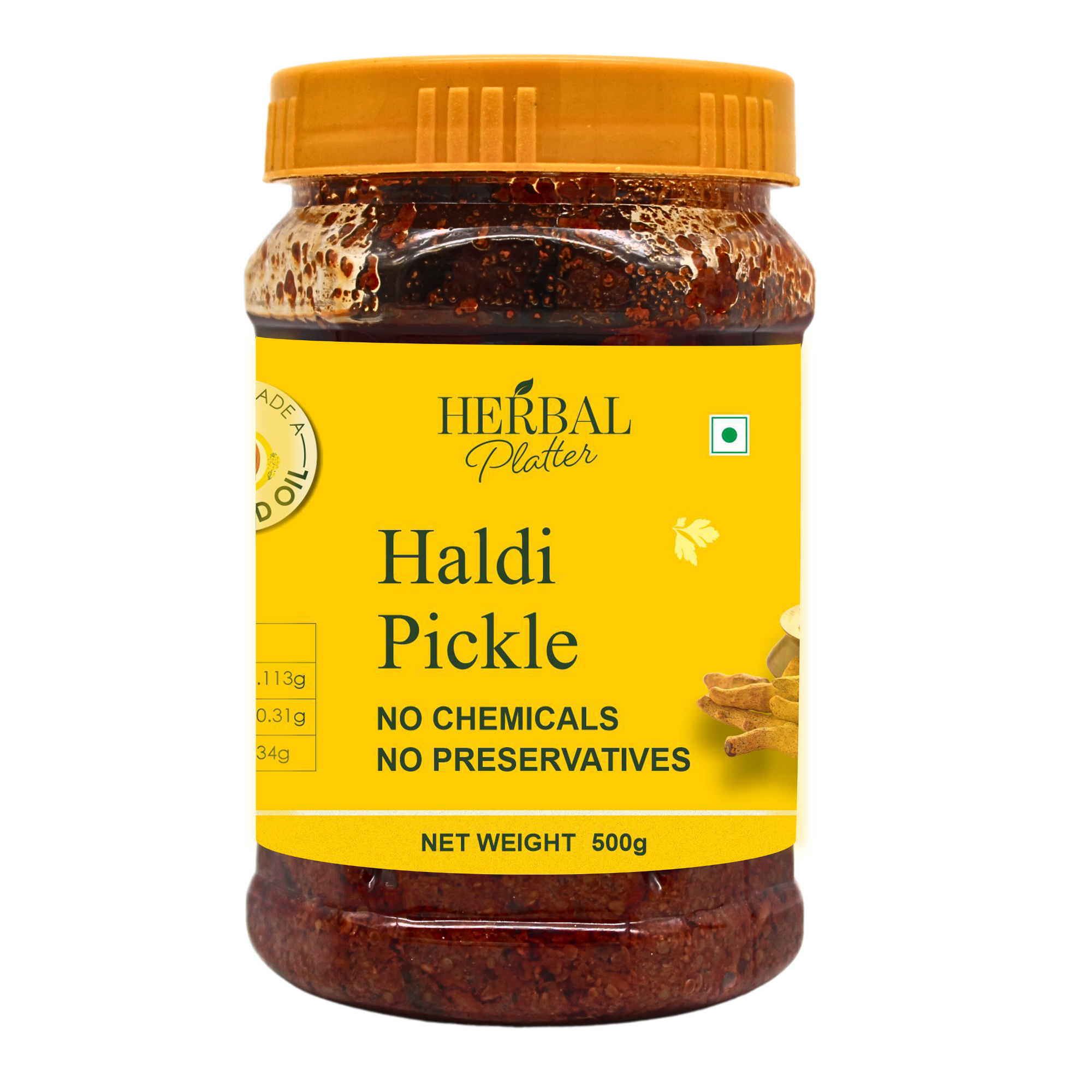 Rajasthani Haldi Pickle | Fresh Turmeric | Pure Mustard Oil |  No Added Chemical No Preservative | 500ml