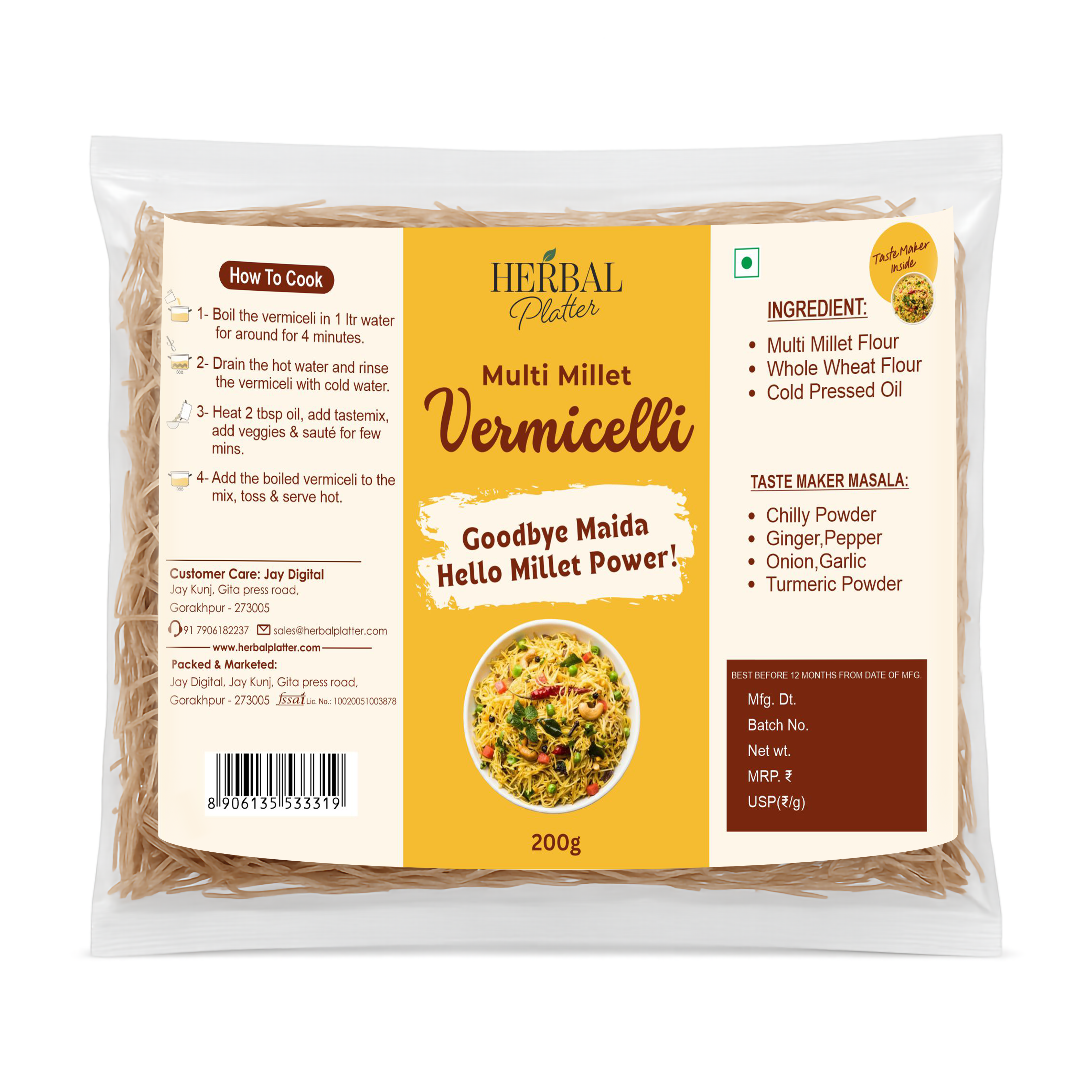 Multi Millet Vermicelli| Healthy Vermicelli, No Maida, No MSG Not Fried | 200g