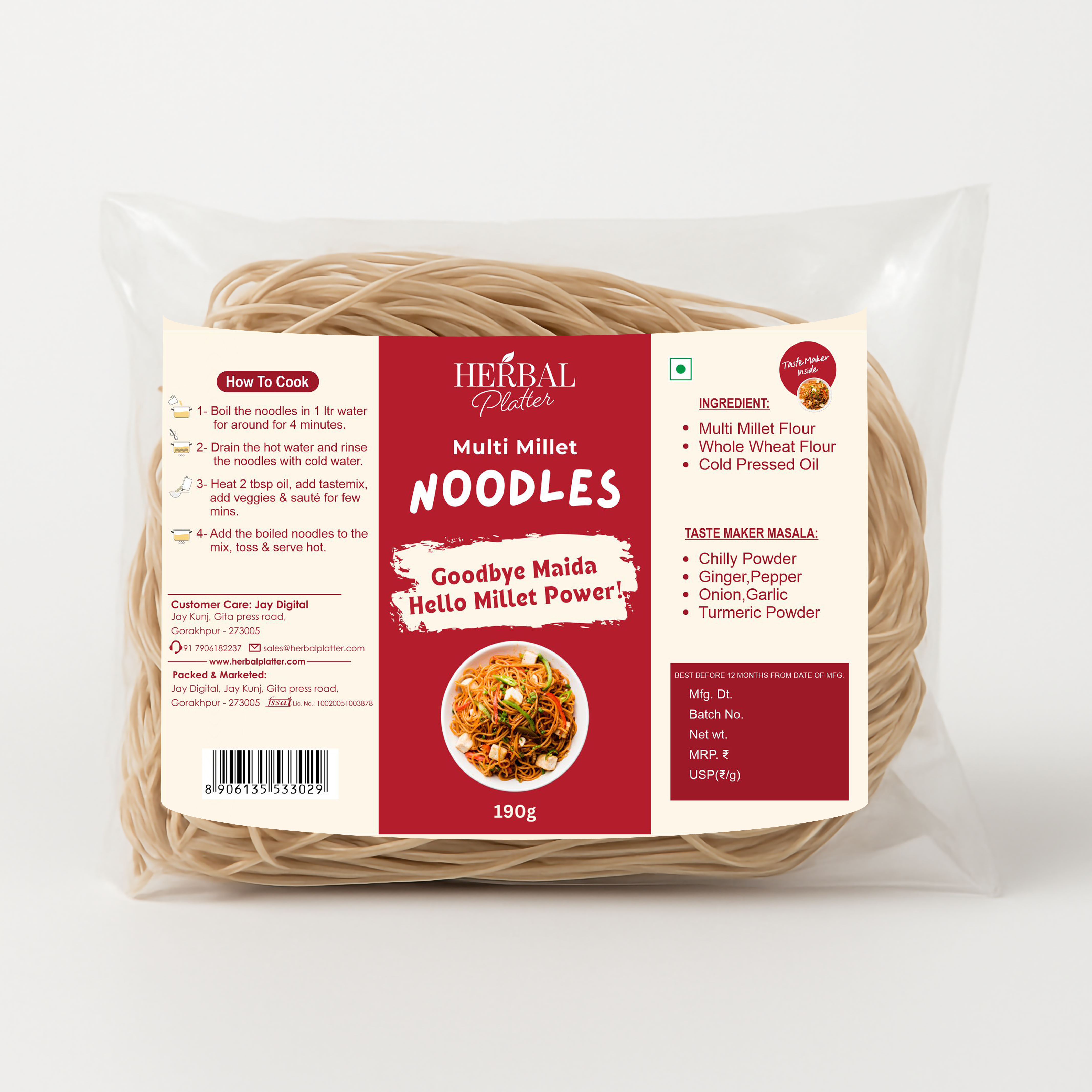 Multi Millet Noodles | Healthy Noodles, No Maida, No MSG Not Fried | 190