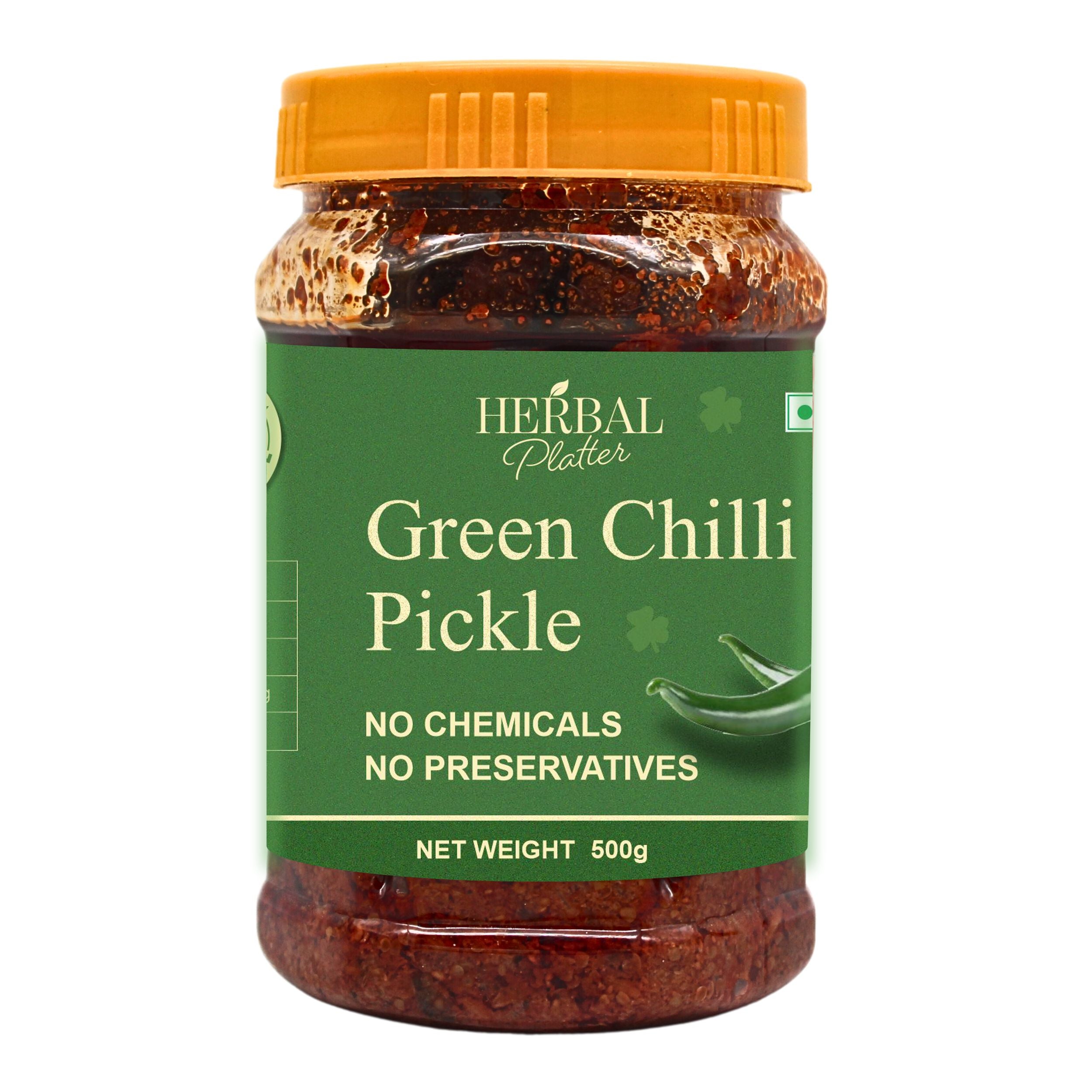 Rajasthani Green Chilli Pickle | No Added Chemical No Preservative| 500g Jar
