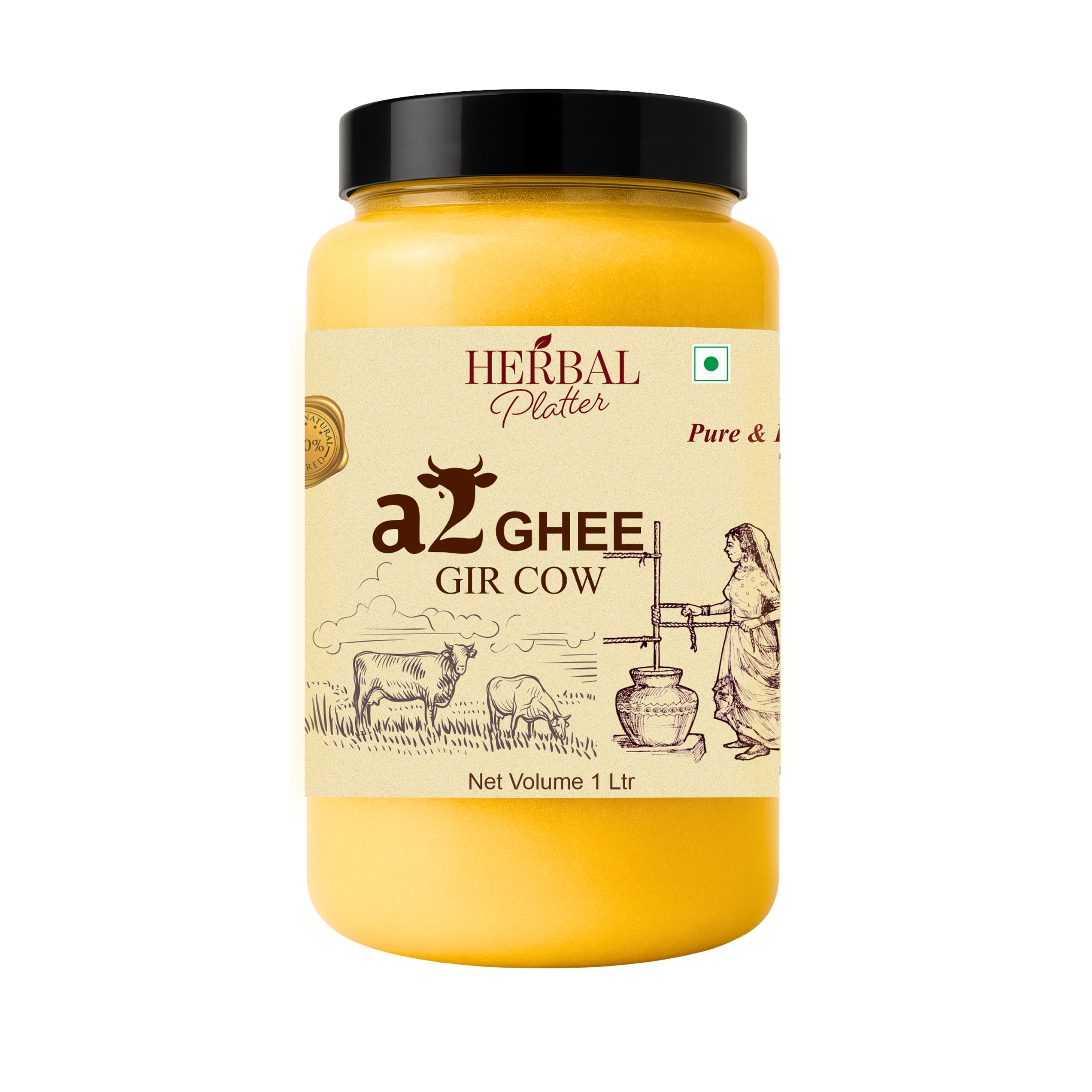 Gir Cow A2 Ghee | 100% Gir Cow Ghee | Vedic Bilona Method | Grassfed, Cultured