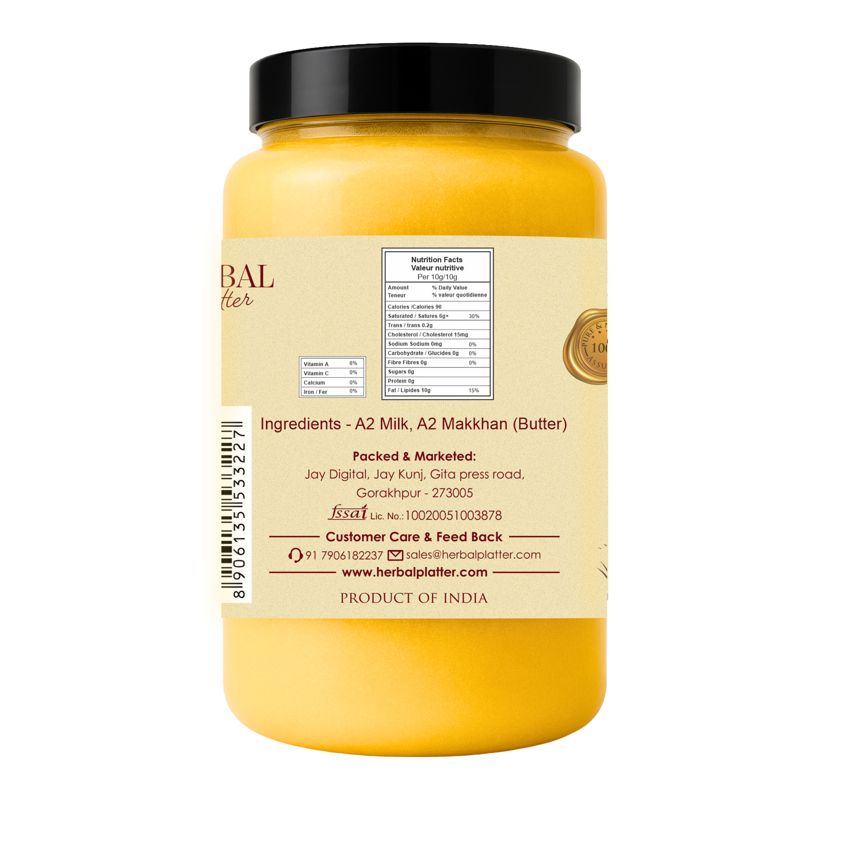 Gir Cow A2 Ghee | 100% Gir Cow Ghee | Vedic Bilona Method | Grassfed, Cultured