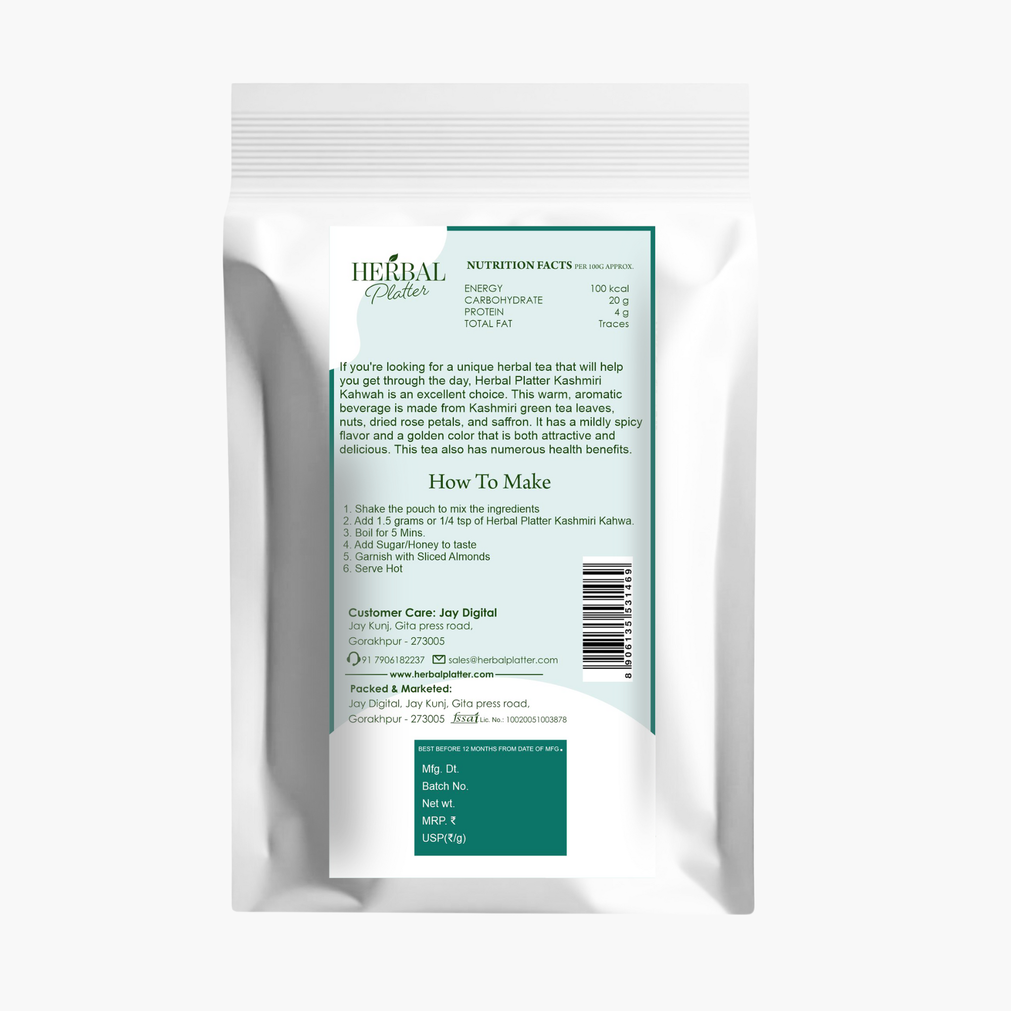 Kashmiri Kahwa Tea With Kesar | Sugar Free | 70g