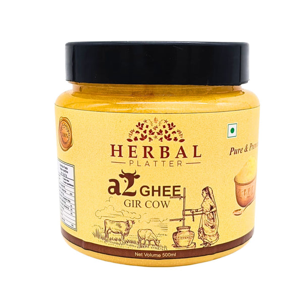 Gir Cow A2 Ghee | 100% Gir Cow Ghee | Vedic Bilona Method | Grassfed, Cultured, Ghee Plastic Bottle (500 ml)