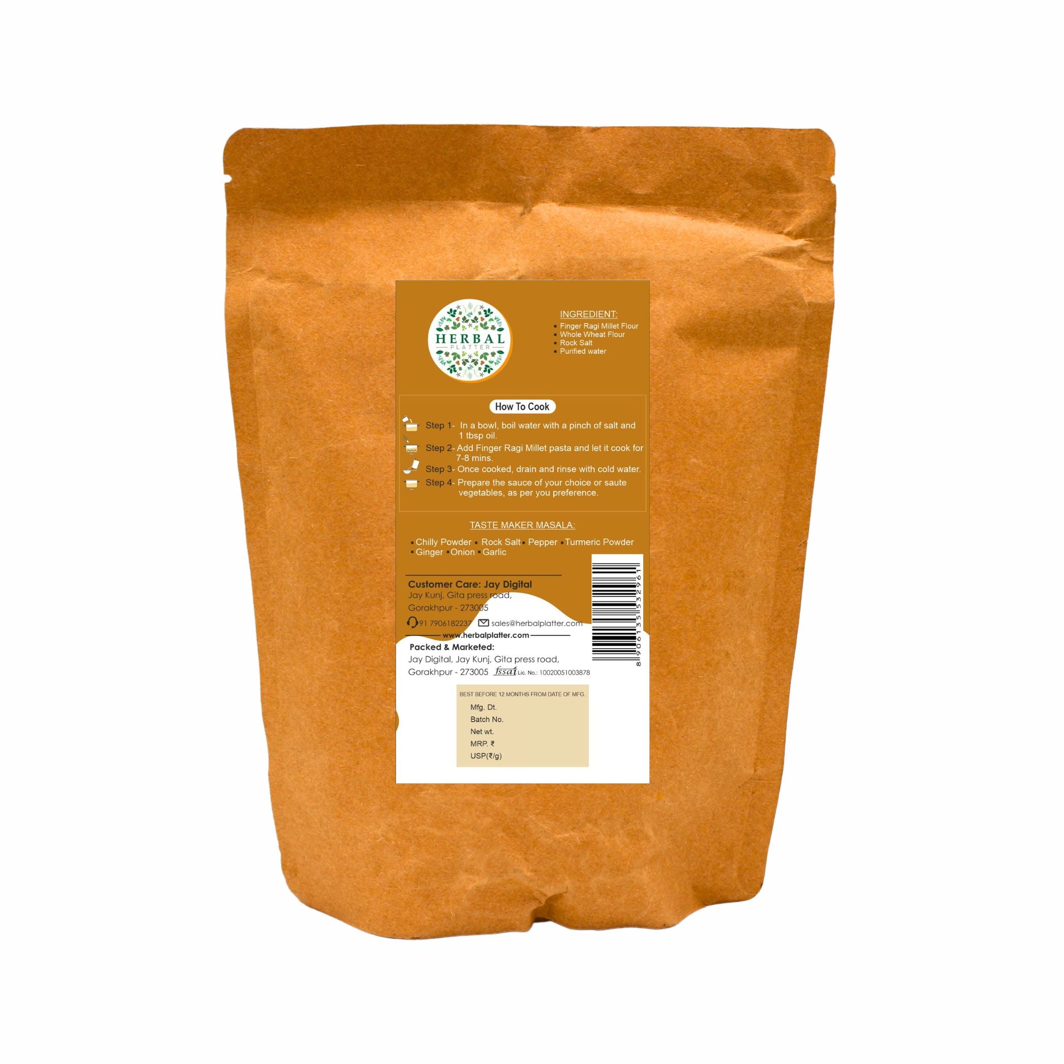 Finger Ragi Millet Pasta | Healthy Pasta, No Maida, No MSG Not Fried | 200g