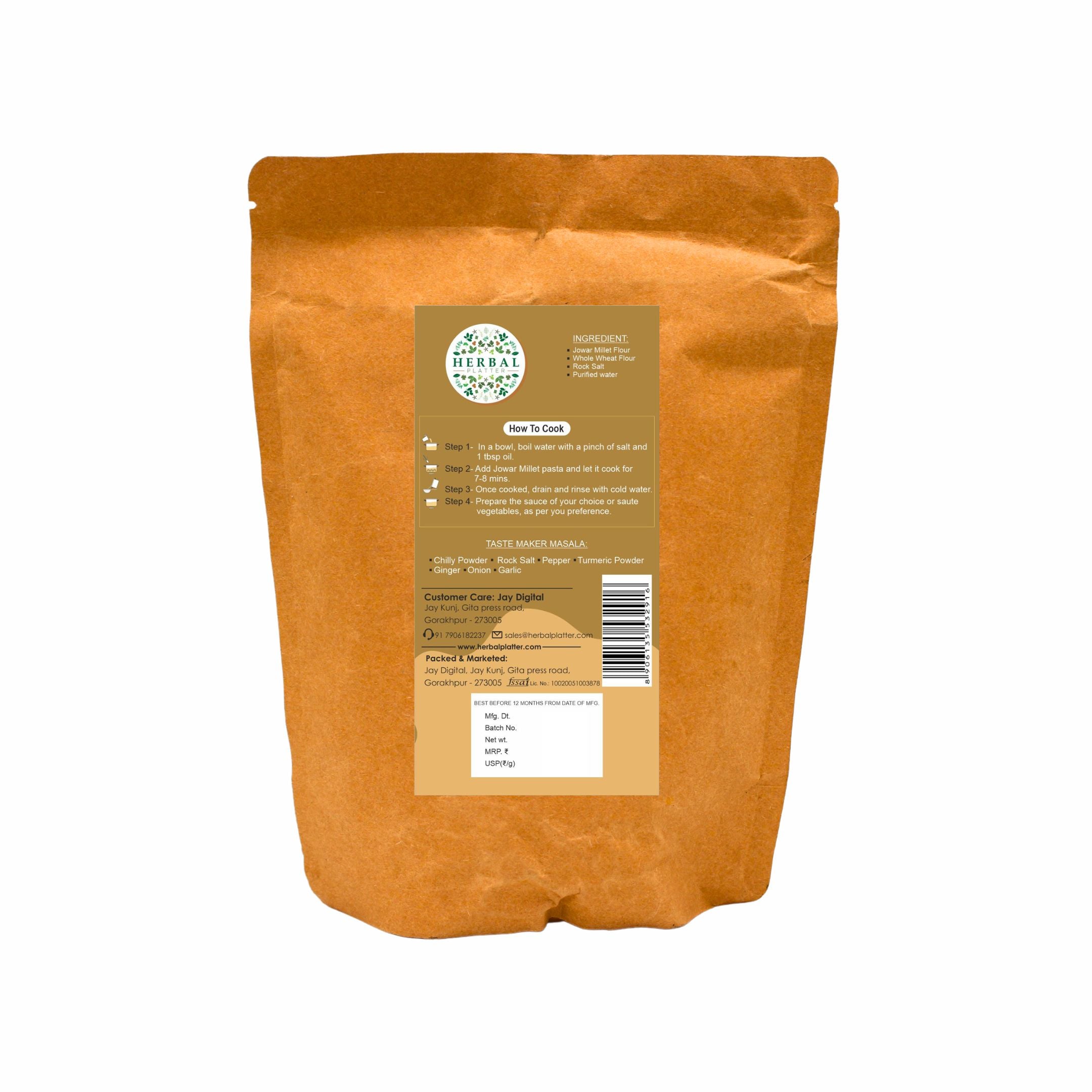 Jowar Millet Pasta |  Healthy Pasta, No Maida, No MSG Not Fried | 200g