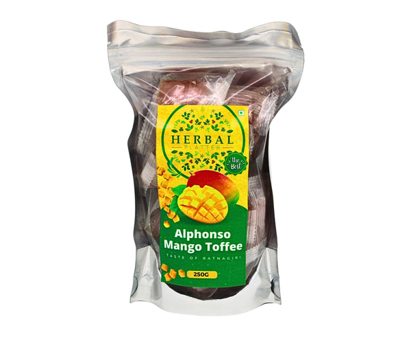 Alphonso Mango Toffee | Dehydrated Fruit | Dried Mangoes|  250g Stand-up Pouch